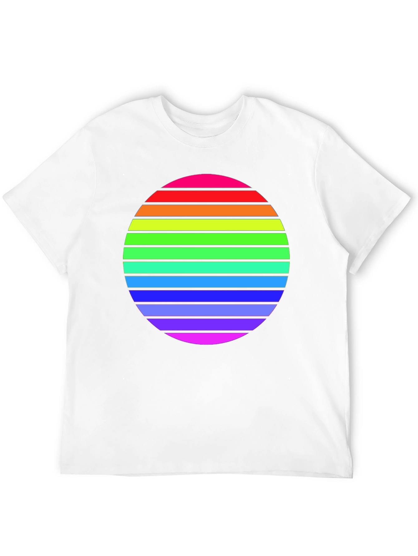 Camiseta Negra con Diseño de Círculo Arcoíris