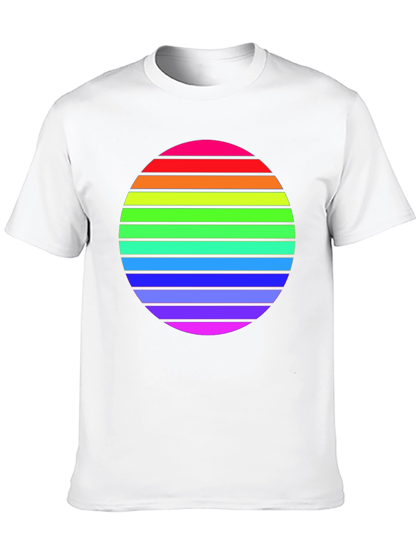 Camiseta Negra con Diseño de Círculo Arcoíris