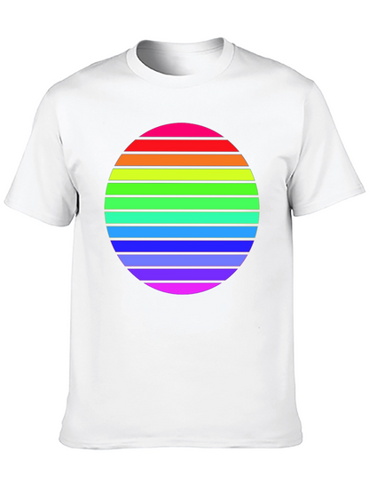 Camiseta Negra con Diseño de Círculo Arcoíris