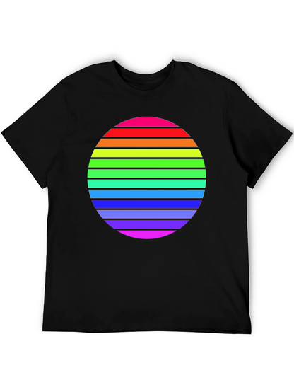 Camiseta Negra con Diseño de Círculo Arcoíris
