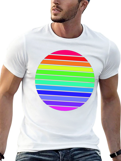 Camiseta Negra con Diseño de Círculo Arcoíris