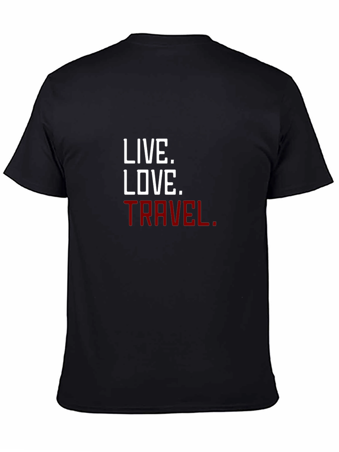 Camiseta Negra con Lema Inspirador: Vive Ama Viaja