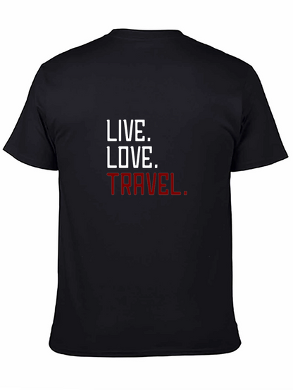 Camiseta Negra con Lema Inspirador: Vive Ama Viaja