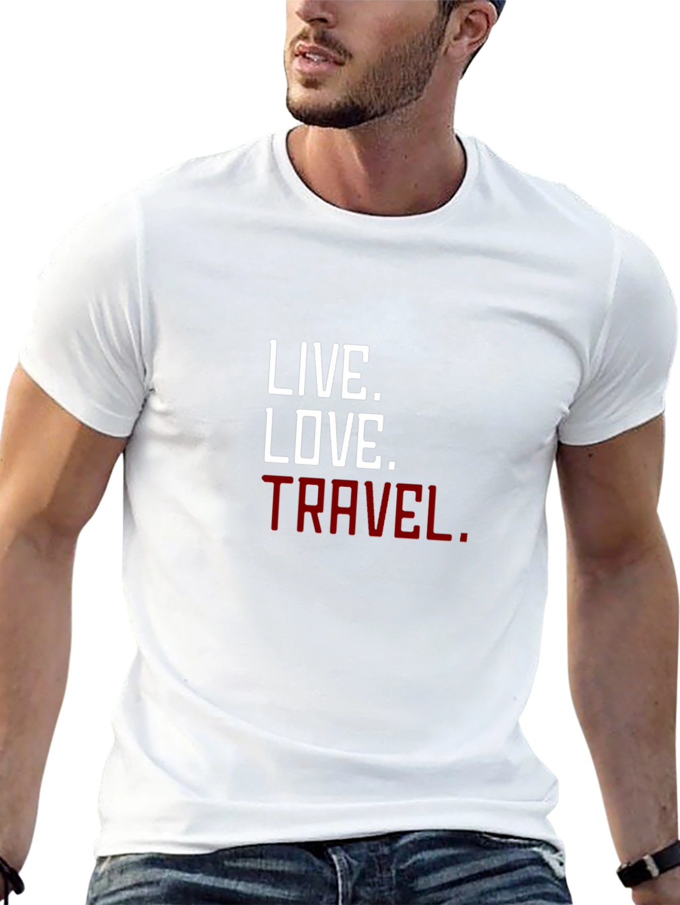 Camiseta Negra con Lema Inspirador: Vive Ama Viaja
