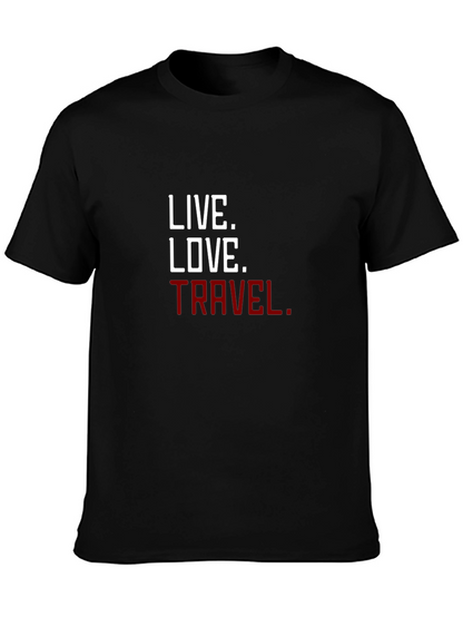 Camiseta Negra con Lema Inspirador: Vive Ama Viaja