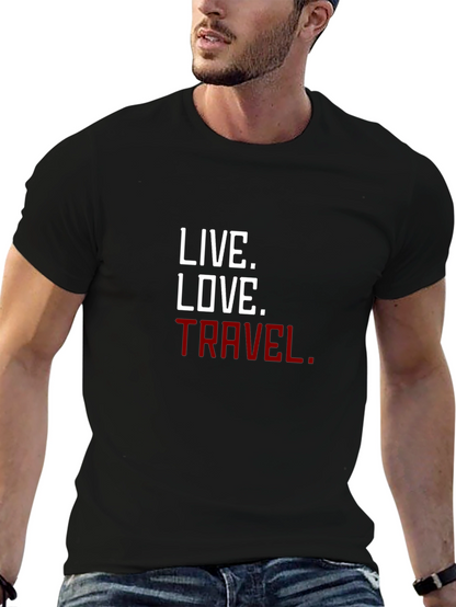 Camiseta Negra con Lema Inspirador: Vive Ama Viaja