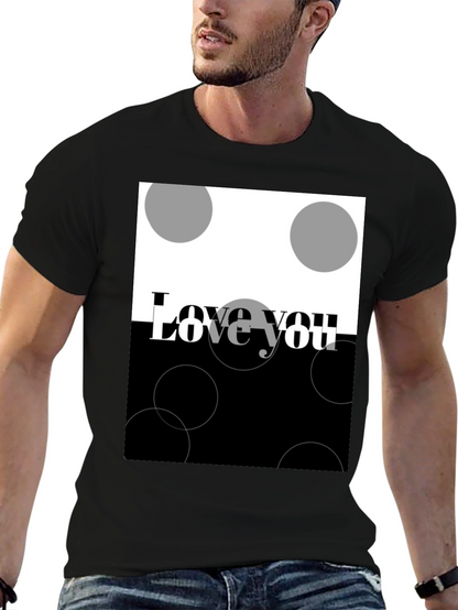 Camiseta Negra Love You Diseño Abstracto