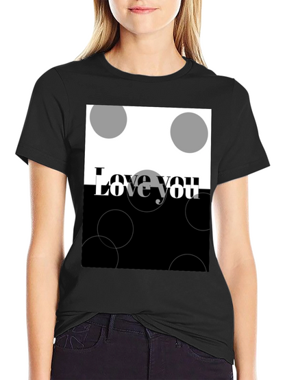 Camiseta Negra Love You Diseño Abstracto