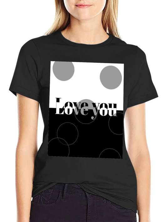 Camiseta Negra Love You Diseño Abstracto
