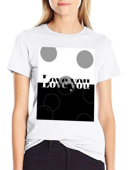 Camiseta Negra Love You Diseño Abstracto