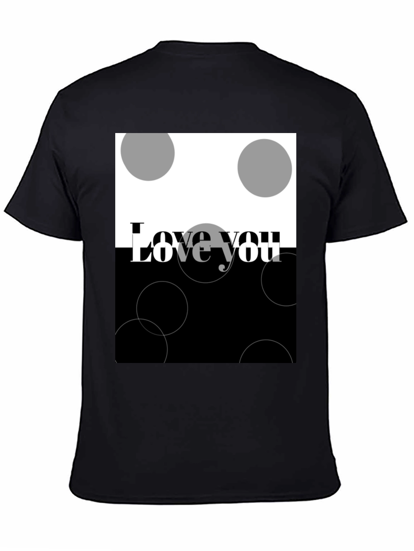Camiseta Negra Love You Diseño Abstracto