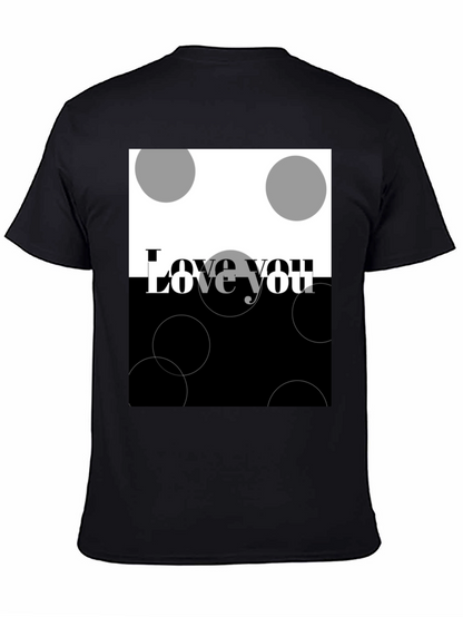 Camiseta Negra Love You Diseño Abstracto