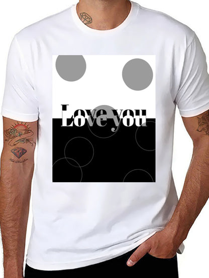 Camiseta Negra Love You Diseño Abstracto