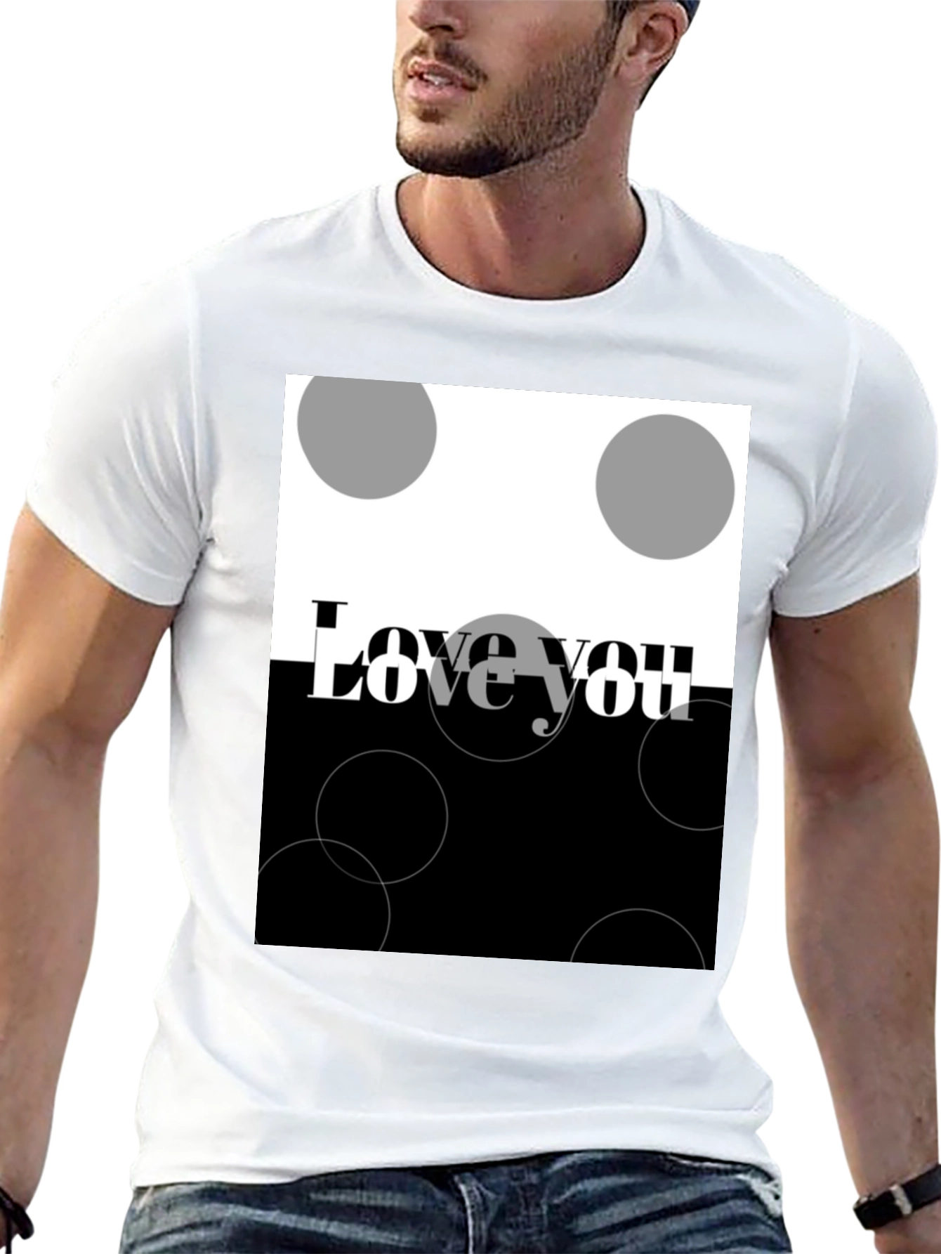 Camiseta Negra Love You Diseño Abstracto
