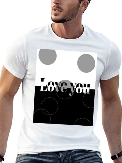 Camiseta Negra Love You Diseño Abstracto