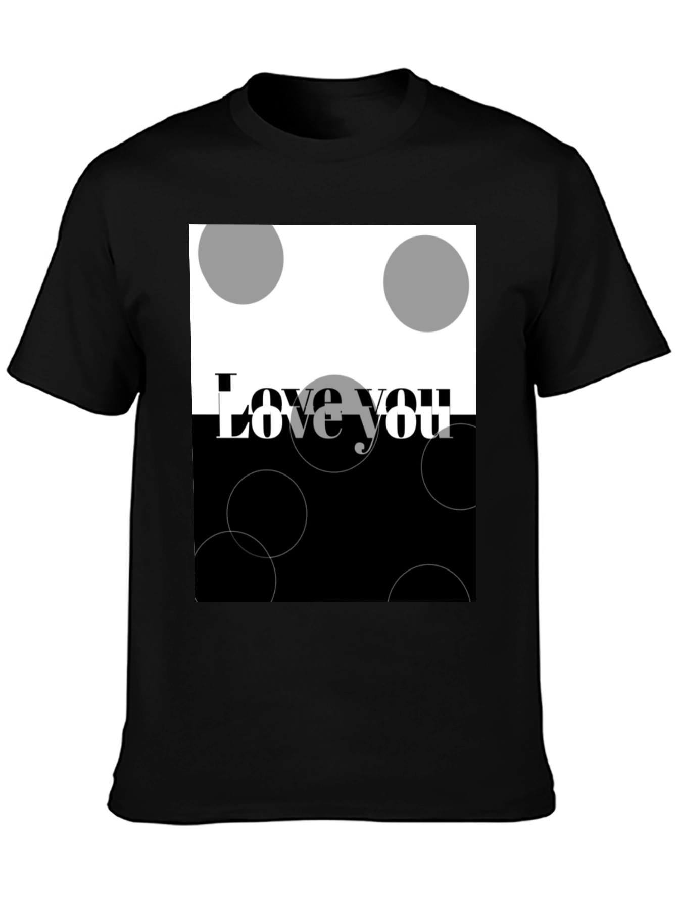 Camiseta Negra Love You Diseño Abstracto