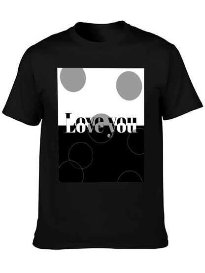 Camiseta Negra Love You Diseño Abstracto