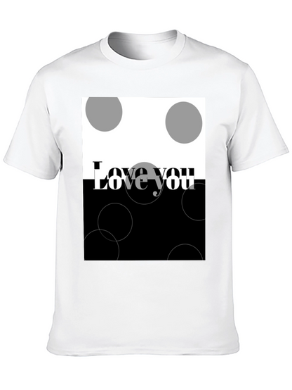 Camiseta Negra Love You Diseño Abstracto