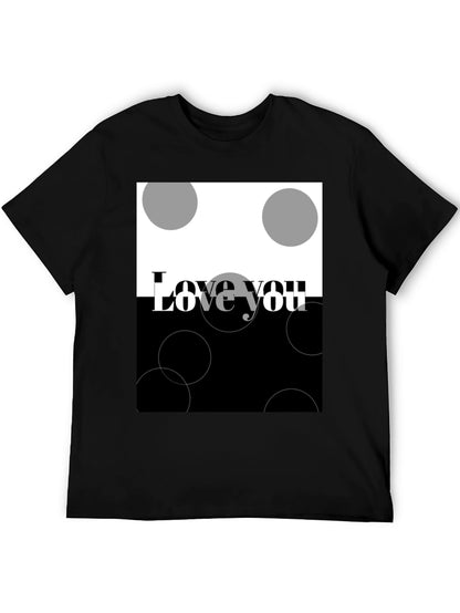Camiseta Negra Love You Diseño Abstracto