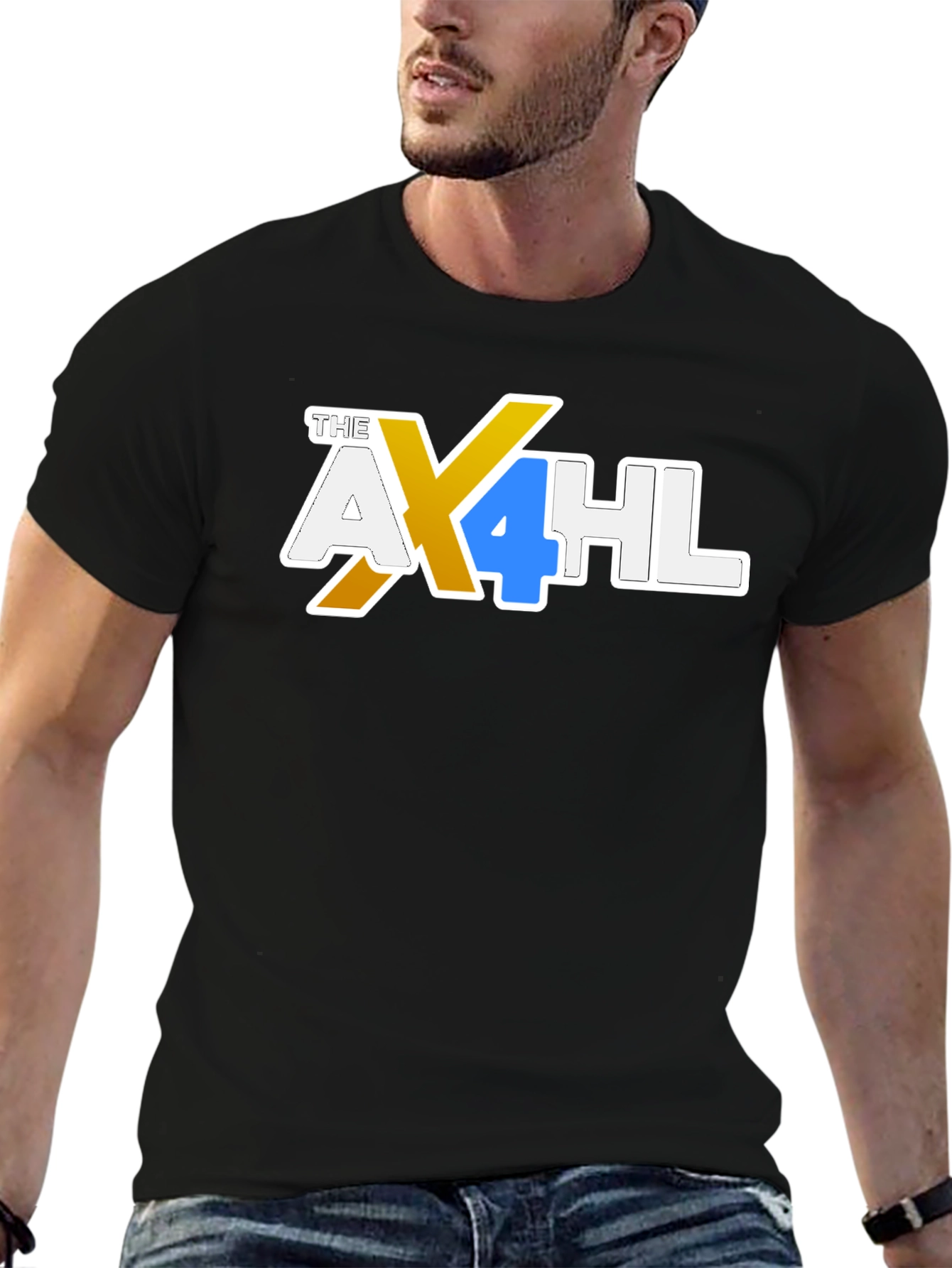 Camiseta Negra con Diseño AX4HL para Hombre