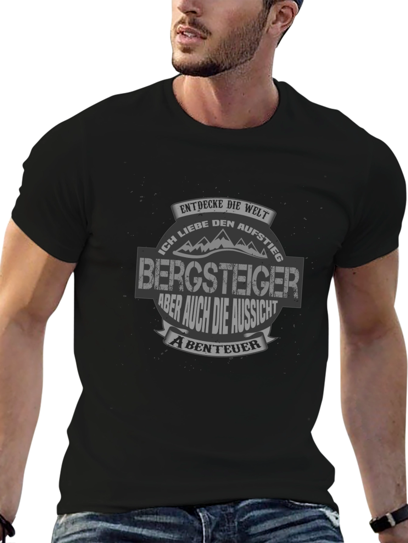Camiseta Negra Bergsteiger para Aventureros