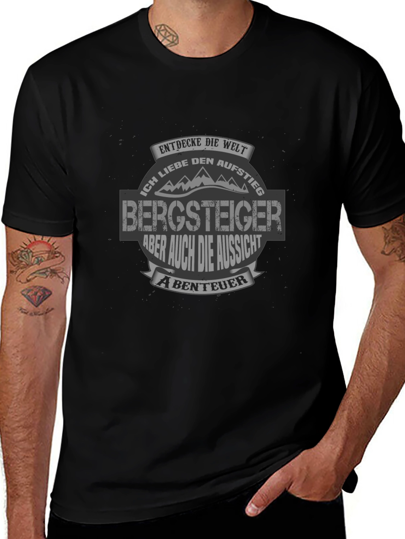 Camiseta Negra Bergsteiger para Aventureros