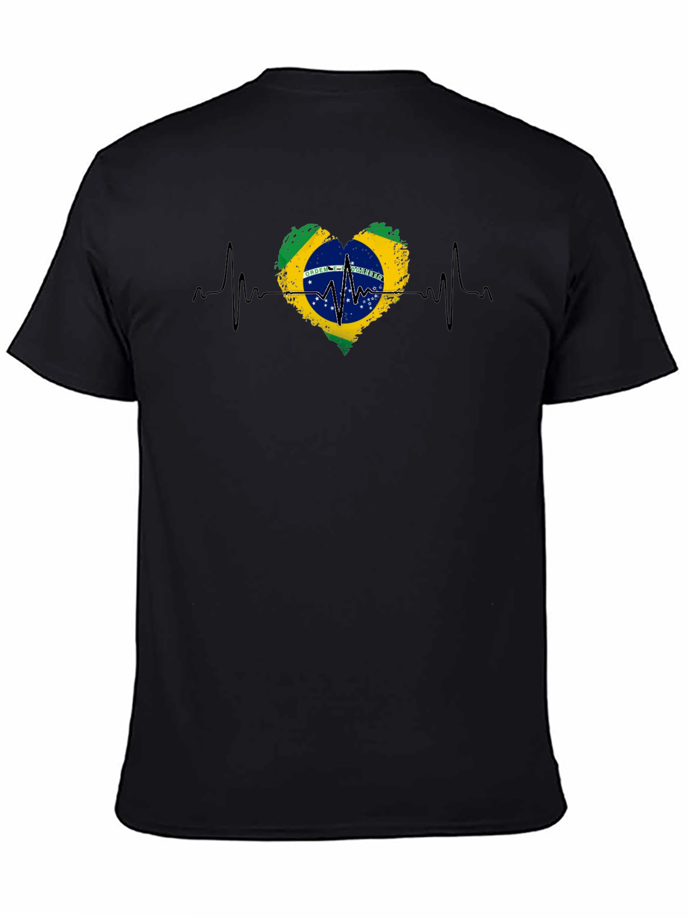 Camiseta Negra Brasil Corazón Latido