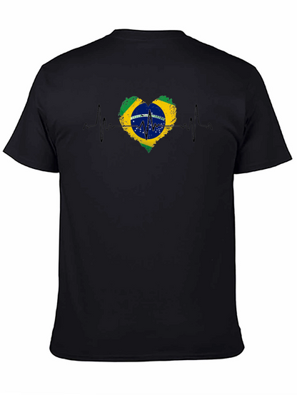 Camiseta Negra Brasil Corazón Latido