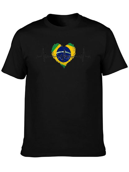 Camiseta Negra Brasil Corazón Latido