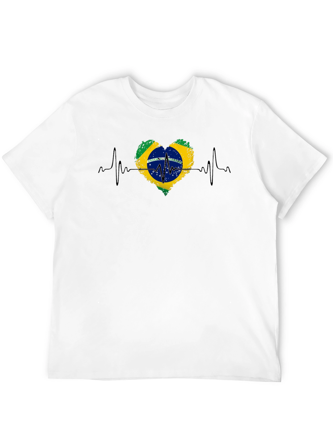 Camiseta Negra Brasil Corazón Latido