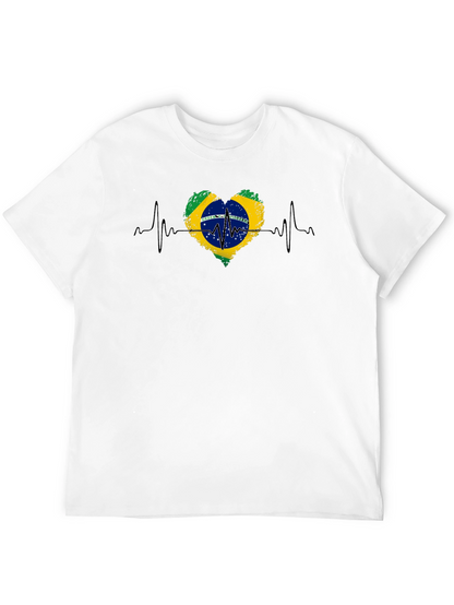 Camiseta Negra Brasil Corazón Latido