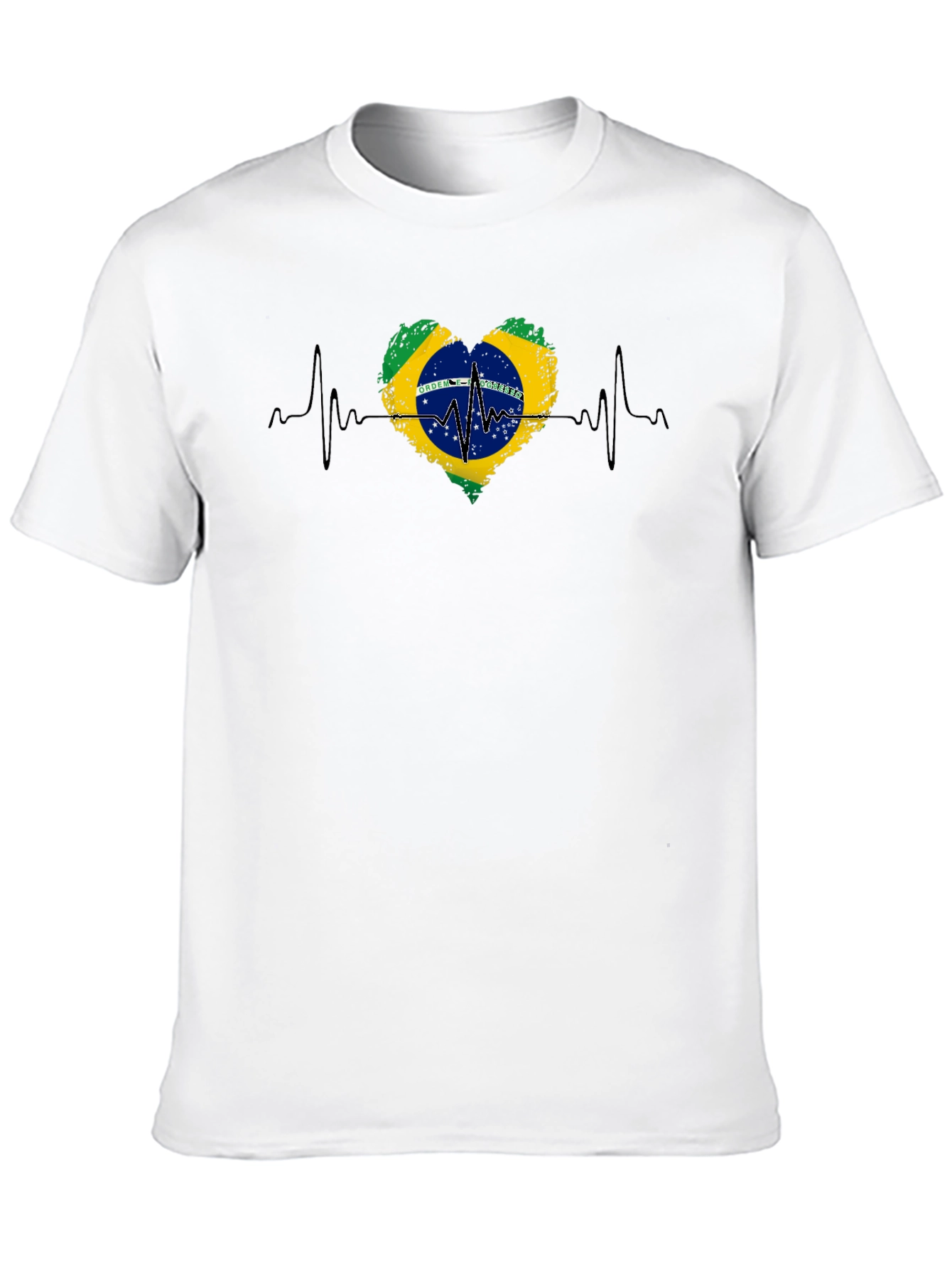 Camiseta Negra Brasil Corazón Latido