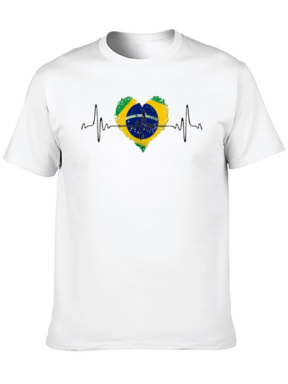 Camiseta Negra Brasil Corazón Latido