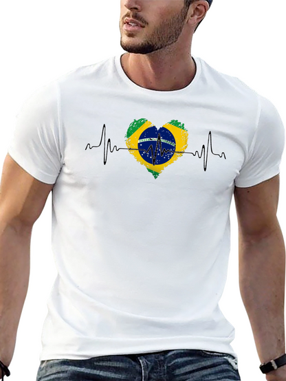 Camiseta Negra Brasil Corazón Latido