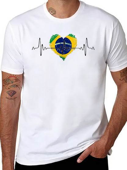 Camiseta Negra Brasil Corazón Latido