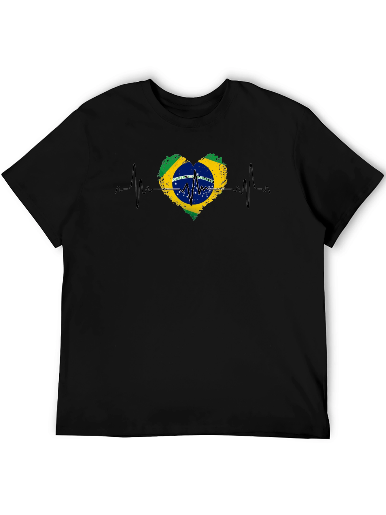 Camiseta Negra Brasil Corazón Latido