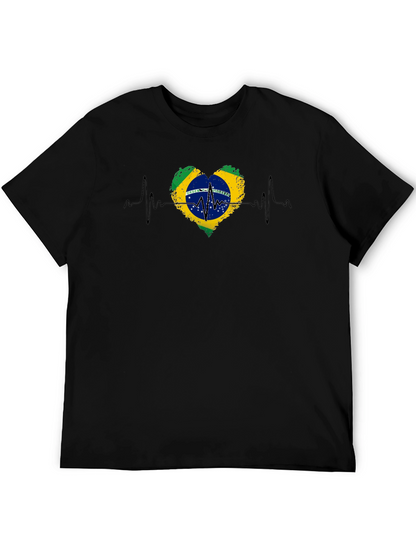 Camiseta Negra Brasil Corazón Latido