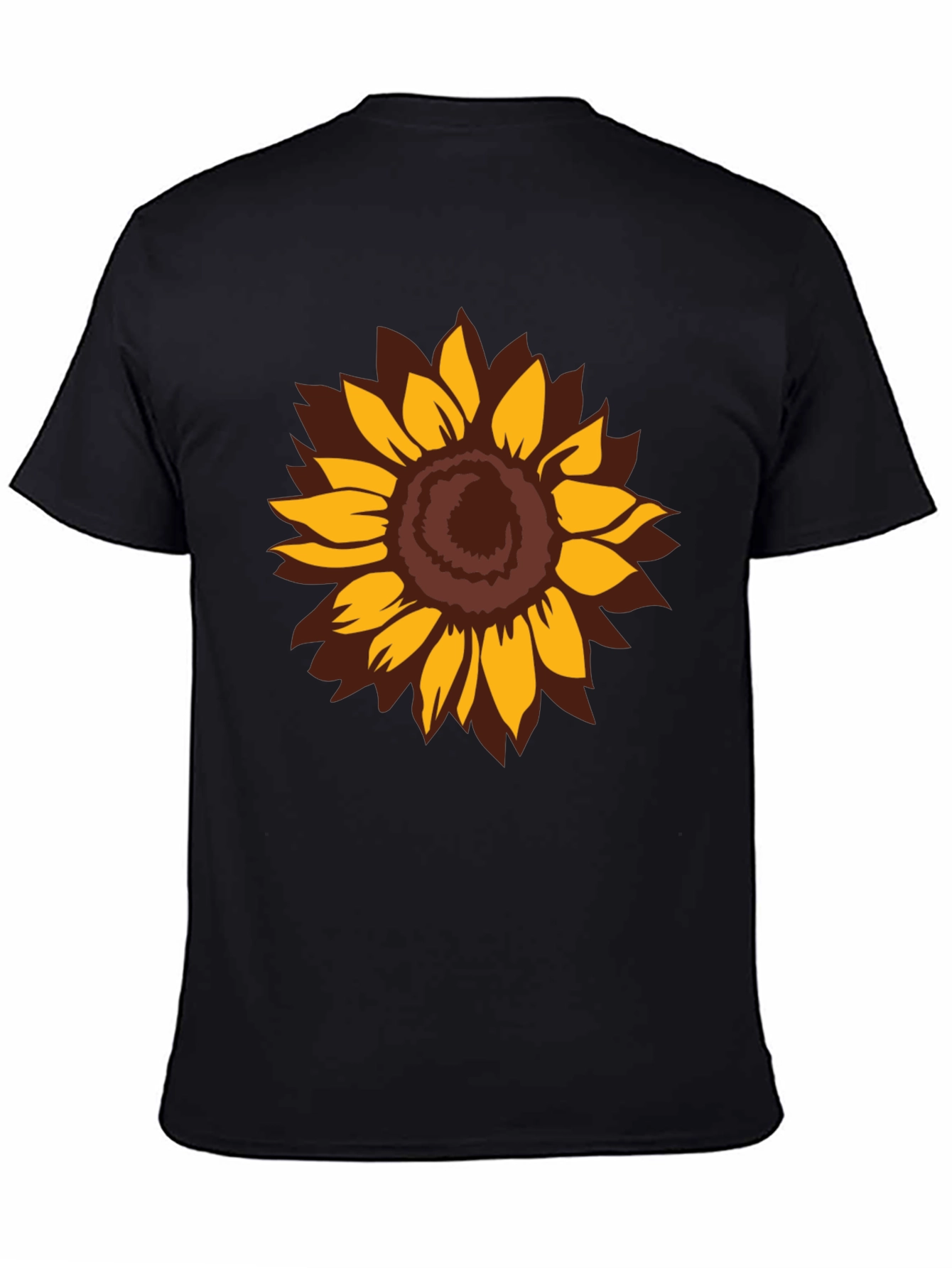 Camiseta Negra con Girasol Estilizado