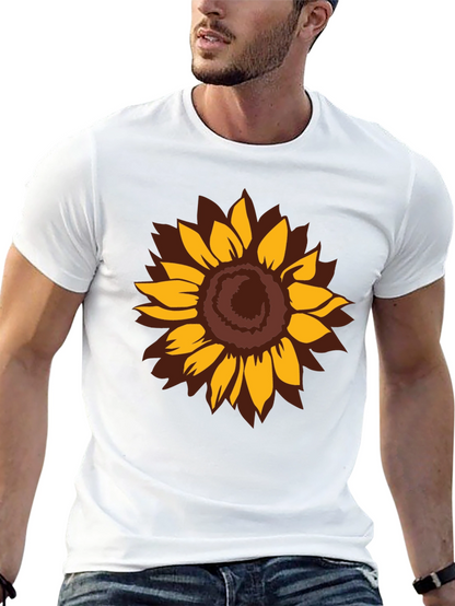 Camiseta Negra con Girasol Estilizado