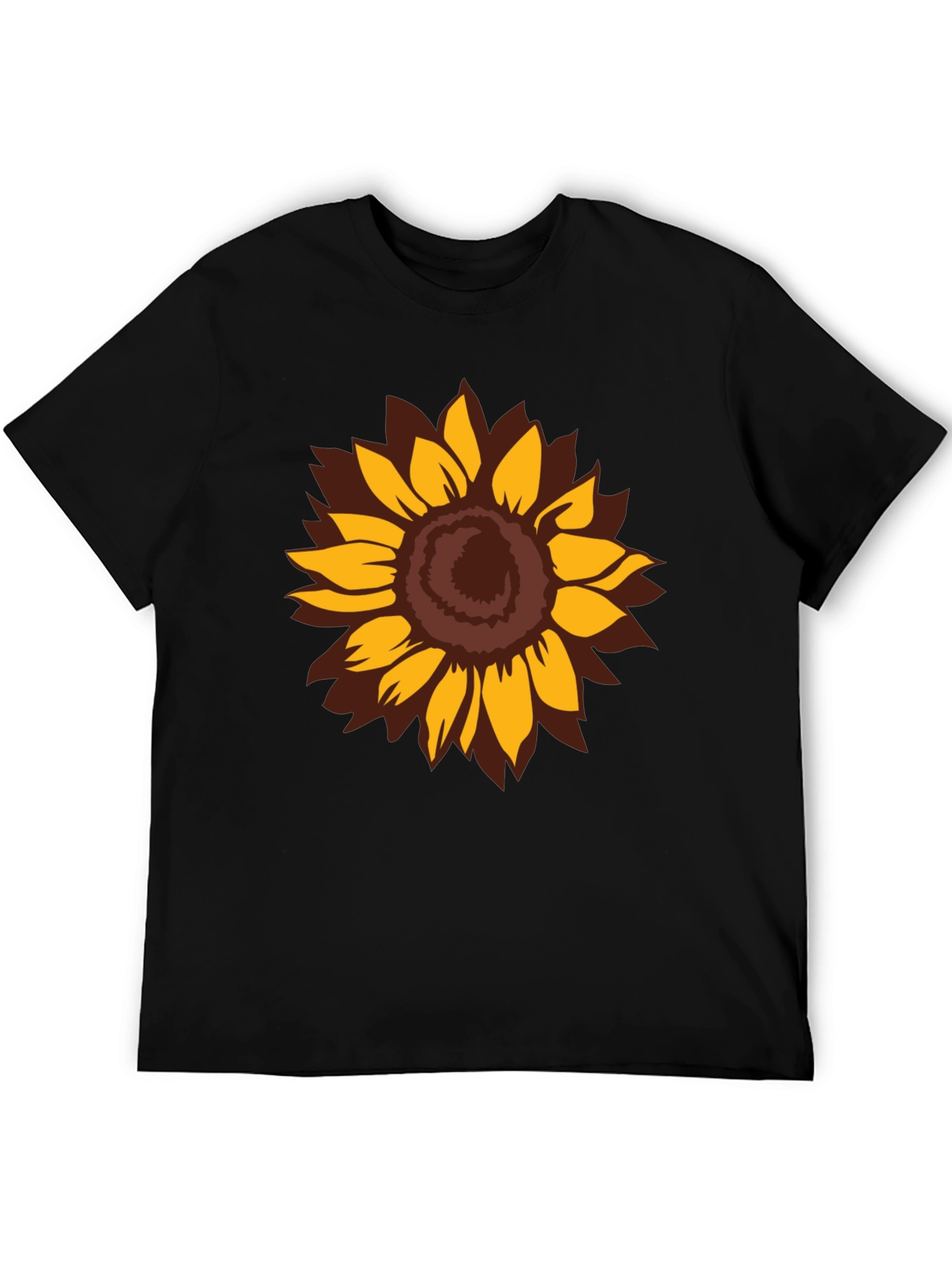 Camiseta Negra con Girasol Estilizado