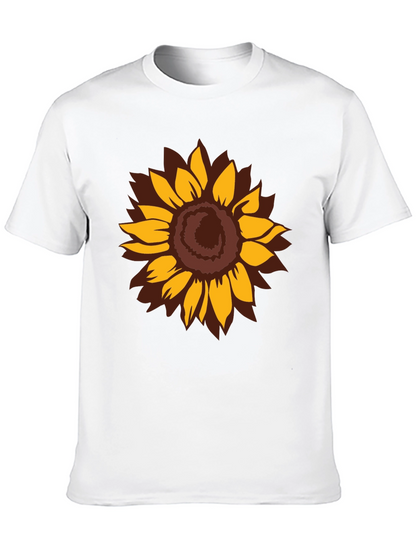 Camiseta Negra con Girasol Estilizado