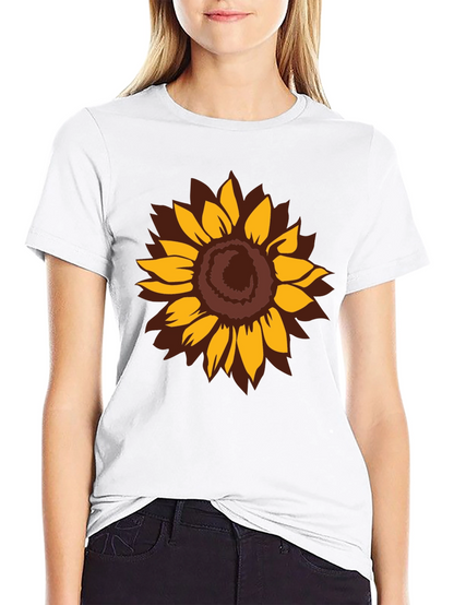 Camiseta Negra con Girasol Estilizado