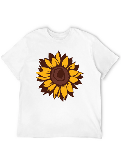 Camiseta Negra con Girasol Estilizado