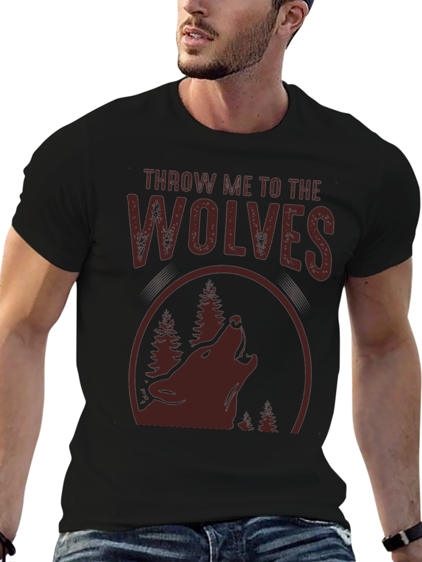 Camiseta Hombre A Los Lobos Diseño Bosque