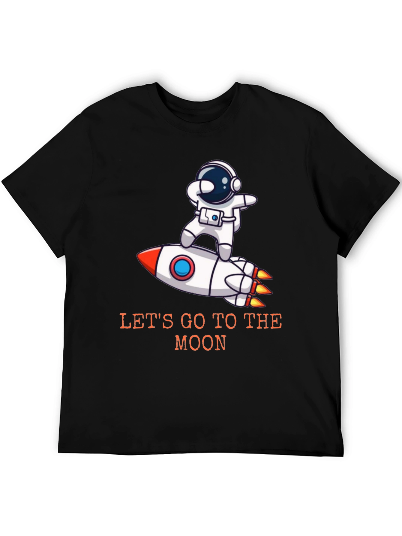 Camiseta Negra Astronauta Cohete - ¡Vamos a la Luna!