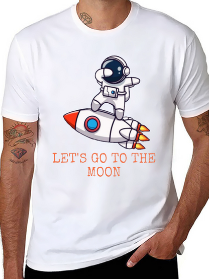 Camiseta Negra Astronauta Cohete - ¡Vamos a la Luna!