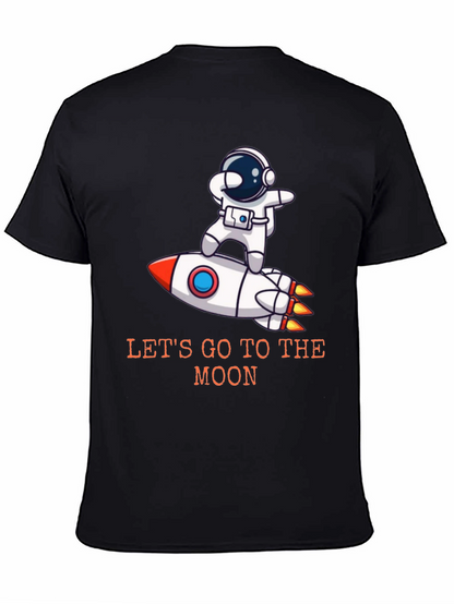 Camiseta Negra Astronauta Cohete - ¡Vamos a la Luna!