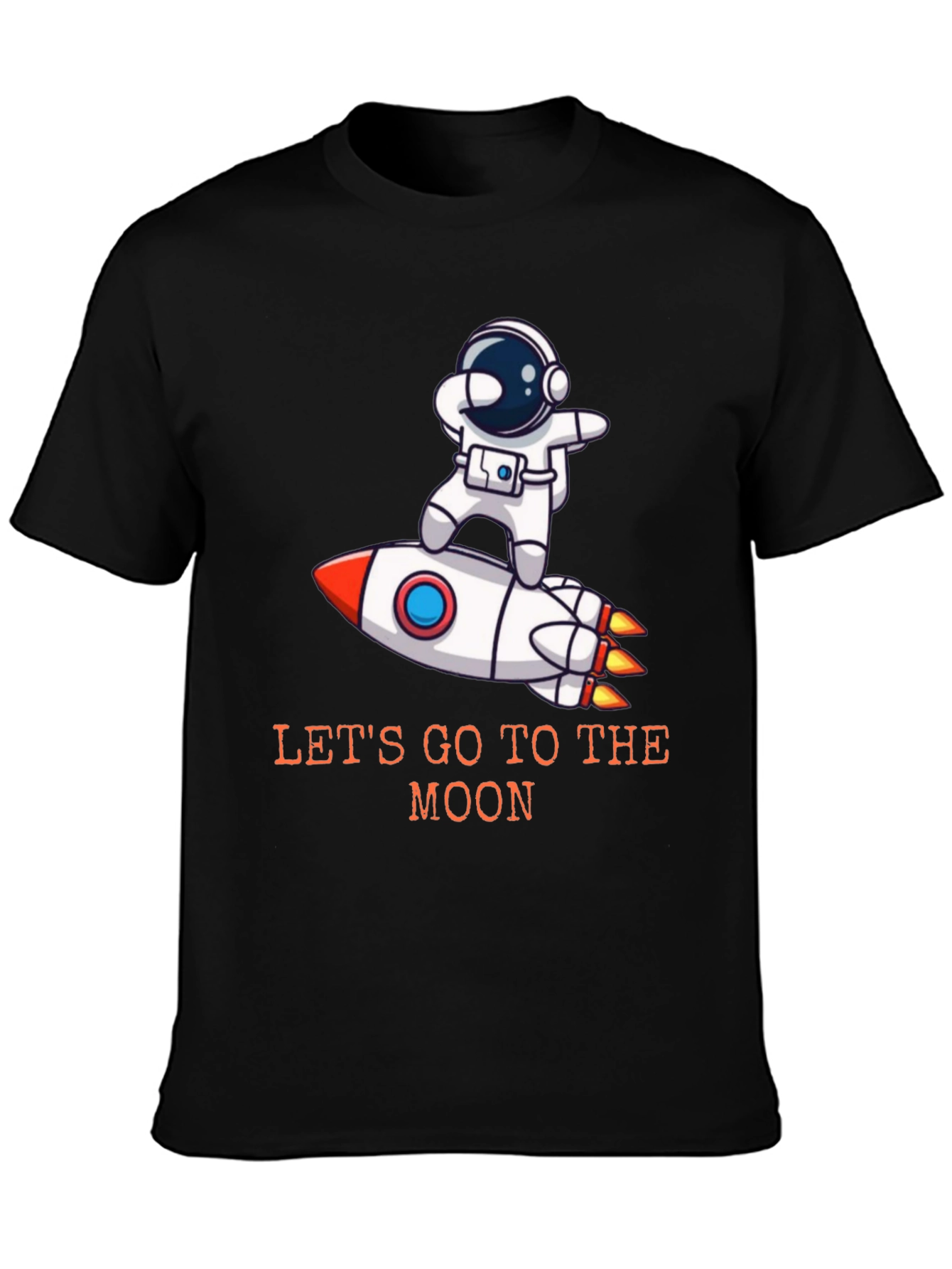 Camiseta Negra Astronauta Cohete - ¡Vamos a la Luna!