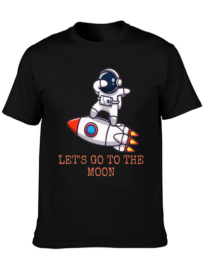 Camiseta Negra Astronauta Cohete - ¡Vamos a la Luna!