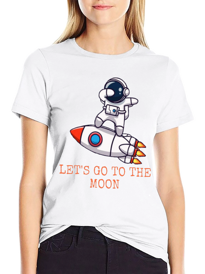 Camiseta Negra Astronauta Cohete - ¡Vamos a la Luna!
